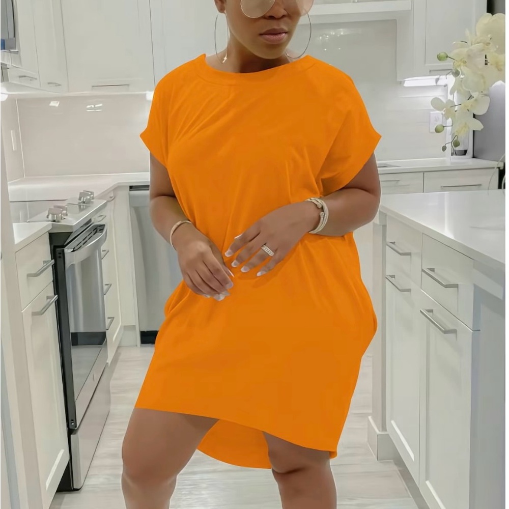NWOT Orange Hi-lo Tee Shirt Casual Dress w/pockets